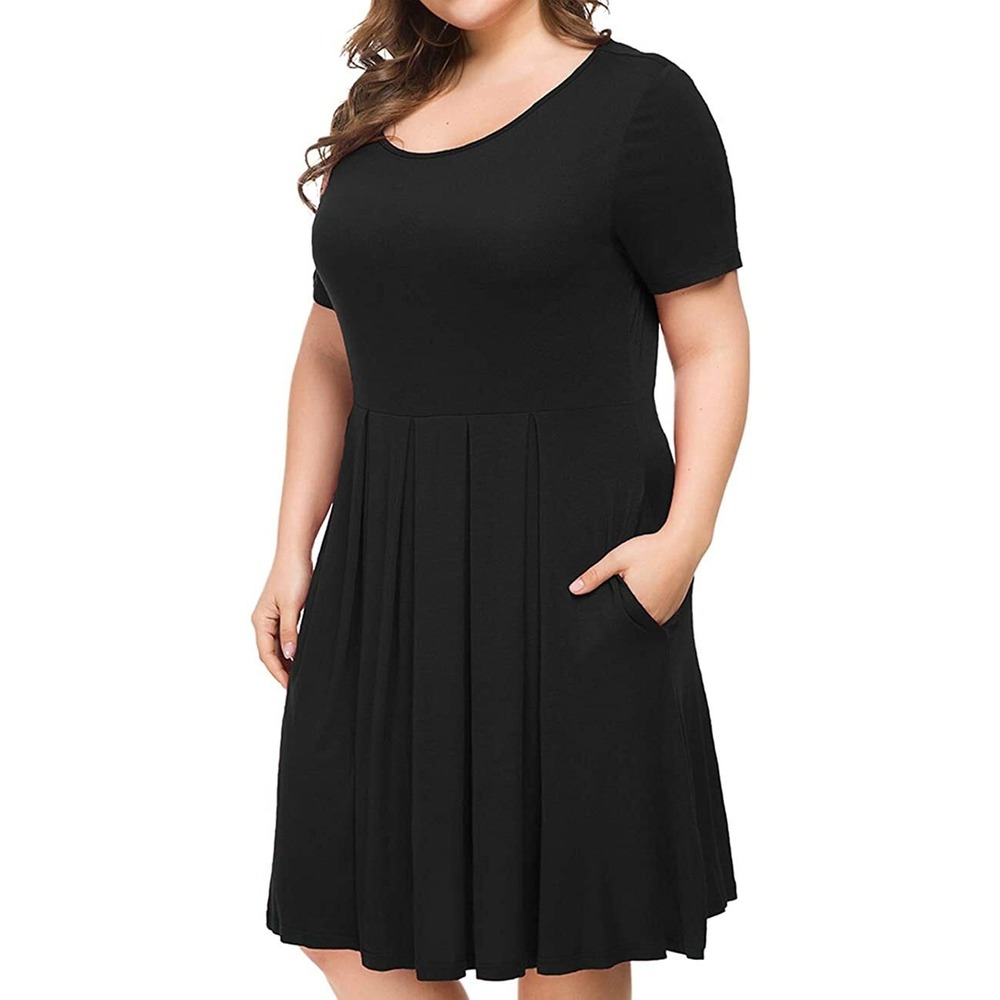 Tralilbee Women's Plus Size Dress Casual Pleated Swing sz 3X